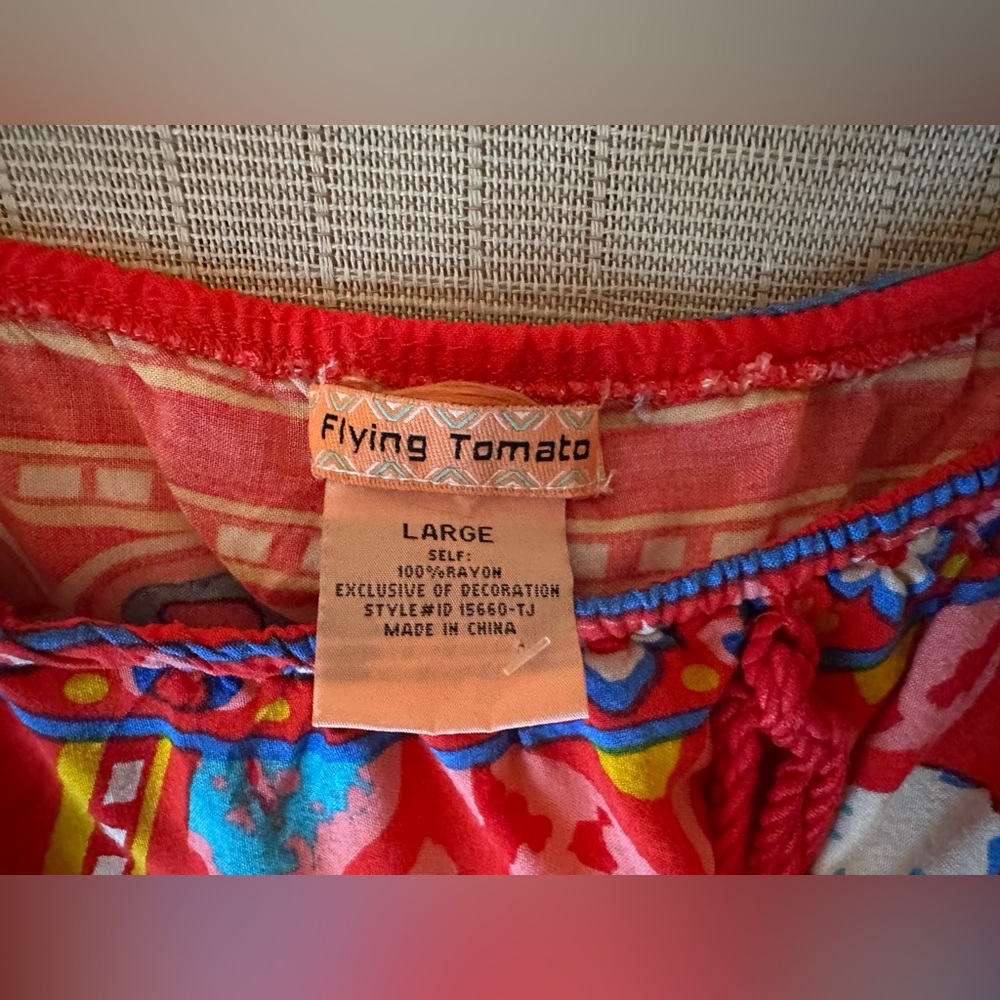 Flying Tomato Women’s Size L Off Shoulder Vibrant Colorful Short Boho Sundress - Picture 7 of 9